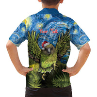 Personalised Jumping Kakapo Christmas Hawaiian Shirt New Zealand Fern - Starry Night Style