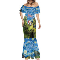 Personalised Jumping Kakapo Christmas Mermaid Dress New Zealand Fern - Starry Night Style LT14 - Polynesian Pride