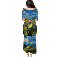 Personalised Jumping Kakapo Christmas Puletasi New Zealand Fern - Starry Night Style