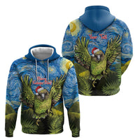 Personalised Jumping Kakapo Christmas Zip Hoodie New Zealand Fern - Starry Night Style LT14 - Polynesian Pride