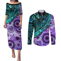 New Zealand Paua Shell With Australia Opal Unique Combine Couples Matching Puletasi Dress and Long Sleeve Button Shirt LT14 Green - Polynesian Pride