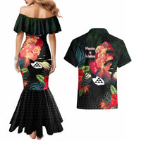 Hawaii Mauna Kea Couples Matching Mermaid Dress and Hawaiian Shirt White Mountain With Nene Tropical Vibes LT14 - Polynesian Pride