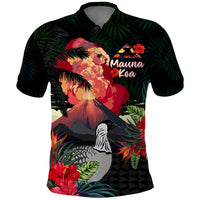 Hawaii Mauna Kea Polo Shirt White Mountain With Nene Tropical Vibes LT14 Black - Polynesian Pride