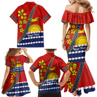 Personalised Mauri Kiribati Family Matching Mermaid Dress and Hawaiian Shirt Polynesian Ribaberiki Flag Style Mix Plumeria LT14 - Polynesian Pride