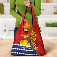 Personalised Mauri Kiribati Grocery Bag Polynesian Ribaberiki Flag Style Mix Plumeria