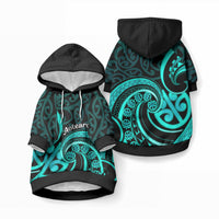 Turquoise New Zealand Mangopare Pet Hoodie Aotearoa Maori Koru Style