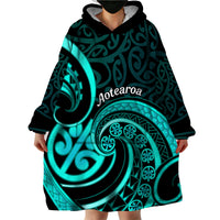 Turquoise New Zealand Mangopare Wearable Blanket Hoodie Aotearoa Maori Koru Style LT14 - Polynesian Pride