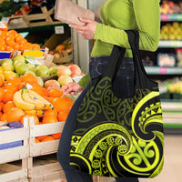 Lime Green New Zealand Mangopare Grocery Bag Aotearoa Maori Koru Style
