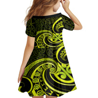 Lime Green New Zealand Mangopare Kid Short Sleeve Dress Aotearoa Maori Koru Style LT14 - Polynesian Pride