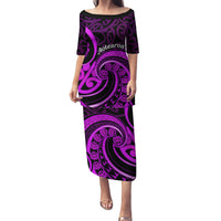 Purple Aotearoa Mangopare Family Matching Puletasi and Hawaiian Shirt NZ Maori Koru Style LT14 Mom's Dress Purple - Polynesian Pride