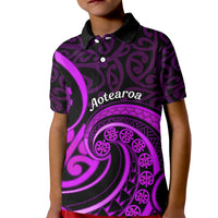Purple Aotearoa Mangopare Kid Polo Shirt NZ Maori Koru Style LT14 Kid Purple - Polynesian Pride