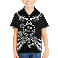 Kia Orana Cook Islands Family Matching Off The Shoulder Long Sleeve Dress and Hawaiian Shirt 2025 Pasifika Polynesian Turtle Black Color