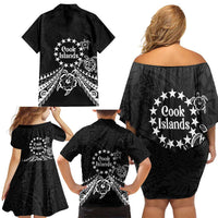 Kia Orana Cook Islands Family Matching Off Shoulder Short Dress and Hawaiian Shirt 2025 Pasifika Polynesian Turtle Black Color