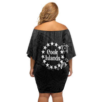 Kia Orana Cook Islands Family Matching Off Shoulder Short Dress and Hawaiian Shirt 2025 Pasifika Polynesian Turtle Black Color