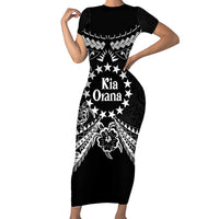 Kia Orana Cook Islands Family Matching Short Sleeve Bodycon Dress and Hawaiian Shirt 2025 Pasifika Polynesian Turtle Black Color