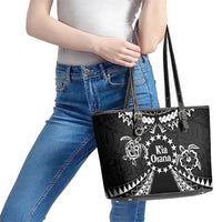 Kia Orana Cook Islands Leather Tote Bag 2025 Pasifika Polynesian Turtle Black Color