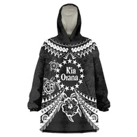 Kia Orana Cook Islands Wearable Blanket Hoodie 2025 Pasifika Polynesian Turtle Black Color