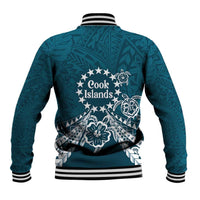 Kia Orana Cook Islands Baseball Jacket Polynesian Turtle Crowberry Blue Color