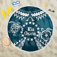 Kia Orana Cook Islands Beach Blanket Polynesian Turtle Crowberry Blue Color