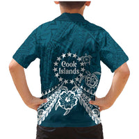 Kia Orana Cook Islands Family Matching Mermaid Dress and Hawaiian Shirt Polynesian Turtle Crowberry Blue Color