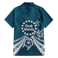 Kia Orana Cook Islands Family Matching Short Sleeve Bodycon Dress and Hawaiian Shirt Polynesian Turtle Crowberry Blue Color