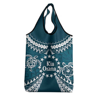 Kia Orana Cook Islands Grocery Bag Polynesian Turtle Crowberry Blue Color