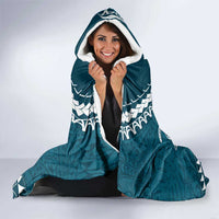 Kia Orana Cook Islands Hooded Blanket Polynesian Turtle Crowberry Blue Color