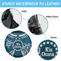 Kia Orana Cook Islands Spare Tire Cover Polynesian Turtle Crowberry Blue Color