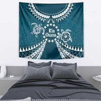 Kia Orana Cook Islands Tapestry Polynesian Turtle Crowberry Blue Color