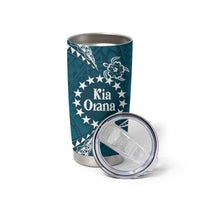 Kia Orana Cook Islands Tumbler Cup Polynesian Turtle Crowberry Blue Color