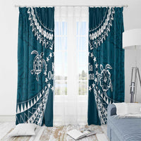 Kia Orana Cook Islands Window Curtain Polynesian Turtle Crowberry Blue Color