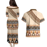 Bula Fiji Couples Matching Puletasi and Hawaiian Shirt 2025 Pasifika Traditional Fijian Masi