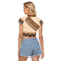 Bula Fiji Raglan Cropped T Shirt 2025 Pasifika Traditional Fijian Masi LT14 - Polynesian Pride