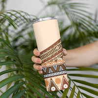 Bula Fiji Skinny Tumbler 2025 Pasifika Traditional Fijian Masi LT14 - Polynesian Pride