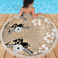 Bula Fiji Iri Buli Beach Blanket Woven Fan With Fijian Tapa