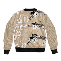 Bula Fiji Iri Buli Bomber Jacket Woven Fan With Fijian Tapa