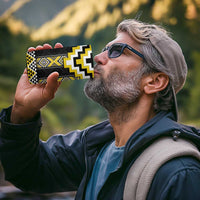 Yellow Taniko Aotearoa 4 in 1 Can Cooler Tumbler Niho Taniwha Mix Poutama