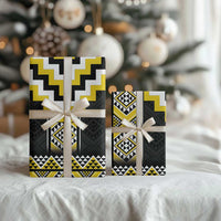 Yellow Taniko Aotearoa Wrapping Paper Niho Taniwha Mix Poutama - Polynesian Pride