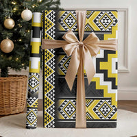 Yellow Taniko Aotearoa Wrapping Paper Niho Taniwha Mix Poutama - Polynesian Pride