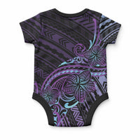 Teal Purple Polynesia Plumeria Tattoo Baby Onesie