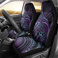 Teal Purple Polynesia Plumeria Tattoo Car Seat Cover