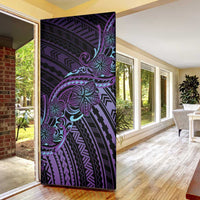Teal Purple Polynesia Plumeria Tattoo Door Cover