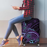Teal Purple Polynesia Plumeria Tattoo Luggage Cover