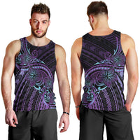 Teal Purple Polynesia Plumeria Tattoo Men Tank Top