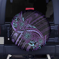Teal Purple Polynesia Plumeria Tattoo Spare Tire Cover