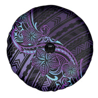 Teal Purple Polynesia Plumeria Tattoo Spare Tire Cover