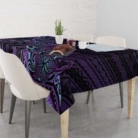 Teal Purple Polynesia Plumeria Tattoo Tablecloth