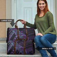 Teal Purple Polynesia Plumeria Tattoo Travel Bag