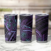 Teal Purple Polynesia Plumeria Tattoo Tumbler Cup