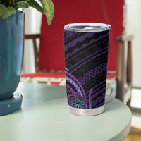 Teal Purple Polynesia Plumeria Tattoo Tumbler Cup